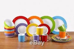 Multi-Coloured Dinner Set 24pcs Plates Bowls Dinnerware Crockery Service for 6