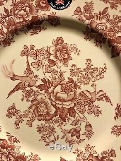 NEW 12 Pc SET ROYAL STAFFORD ASIATIC PHEASANT Pink Red Dinner Plates Bowl Dishes