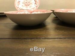 NEW 12 Pc SET ROYAL STAFFORD ASIATIC PHEASANT Pink Red Dinner Plates Bowl Dishes