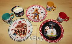 NEW Anthropologie ULTIMATE Christmas Plate, Mug and Candle set Nathalie Lete