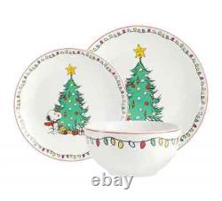 NEW Peanuts Snoopy 18-Piece Holiday Ceramic Dinnerware Set