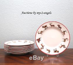 NEW Pottery Barn Christmas SILLY STAG Reindeer Dinner Plates SET/8 SOLD OUT