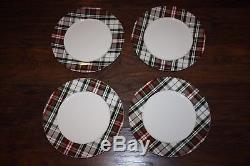 NEW Pottery Barn Holiday DENVER PLAID RIM Dinner Plates SET/4 More Avail