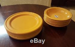 NEW Set 6 Emile Henry Saffron Yellow Bowls & Plates (88-21 88-25 Mustard Dinner)