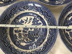 NEW Set of 12 Blue Willow Dishes 4 each Dinner Plates, Salad Plates & Bowls