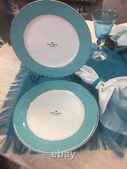 NWT Set Of (4) Kate Spade RUTHERFORD CIRCLE 11.5 Dinner Plates, Turquoise