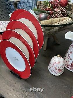 NWT Set Of (4) Kate Spade RUTHERFORD CIRCLE 11.5 Red Dinner Plates