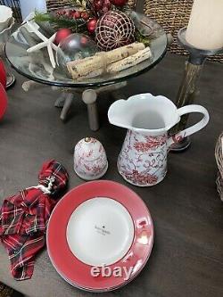 NWT Set Of (4) Kate Spade RUTHERFORD CIRCLE 11.5 Red Dinner Plates