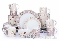 Natural Blossom 32pc Dinner Set Porcelain Dining Plates Bowls Mugs Crockery Gift