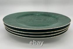 Neiman Marcus MARBLE GREEN MALACHITE 12-1/4 LARGE DINNER PLATES CHARGERS Set 4