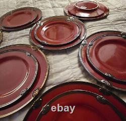 Never Used Certified International Karidesign Embassy Burgundy 24 Piece Set