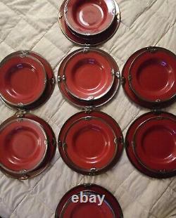 Never Used Certified International Karidesign Embassy Burgundy 24 Piece Set