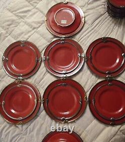 Never Used Certified International Karidesign Embassy Burgundy 24 Piece Set