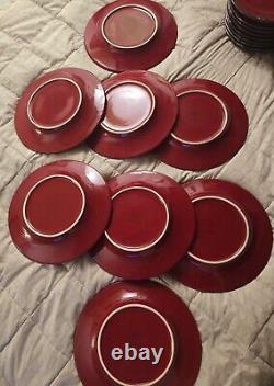 Never Used Certified International Karidesign Embassy Burgundy 24 Piece Set