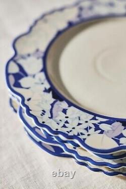 New Anthropologie Lyla Blue Motif Floral Dinner Plates, SET 0F 4