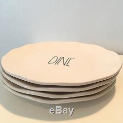 New Rae Dunn OG Wavy DINE Dinner Plates Set of 4 RARE VHTF First Release