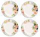 New! Set 4 Pottery Barn Floral Rim Bunny Dinner Plates. Easter. Fast Ship