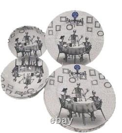 New Set Of 8 Royal Stafford Halloween SKELETON DINING Dinner + Pasta Plates