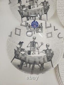 New Set Of 8 Royal Stafford Halloween SKELETON DINING Dinner + Pasta Plates