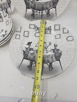 New Set Of 8 Royal Stafford Halloween SKELETON DINING Dinner + Pasta Plates