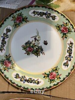 New Williams Sonoma Famille Rose Dinner Plates Set 4, Mix Easter Bunny, 10 3/4