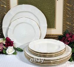 Noritake Chandon Plates Baroque White Floral Gold Trim / Chop Plate 9 Pcs