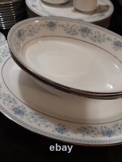 Noritake Contemporary Fine China Blue Hill Pattern Set Of 47 Pieces