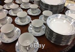 Noritake Dinner Service China Tea set 12 Person Blue Hill Plates Bowls Tea cups
