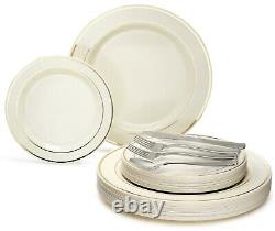 OCCASIONS Wedding Disposable Plastic Party Plates & Silverware set Combo