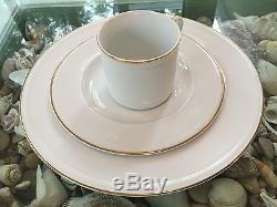 POTTERY BARN Dinner & Dessert Plates & Cups with gold rim 12 sets plus