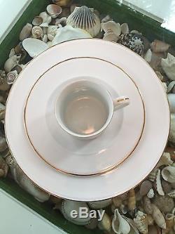 POTTERY BARN Dinner & Dessert Plates & Cups with gold rim 12 sets plus