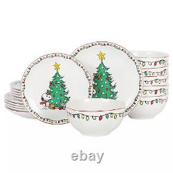Peanuts Christmas 18-Piece Fine Ceramic Dinnerware Set