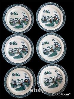 Pekin Set 6 Plates 9 In Round Oriental Motif RoyalWood & Sons England Porcelain