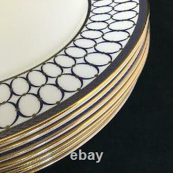 Perfect Set of 8 Wedgwood RENAISSANCE GOLD 10 3/4 Cobalt Blue Dinner Plates