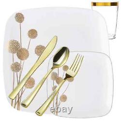 Plastic Dandelion Square Dinner Plate Tableware Set Wedding Party Dinner Package