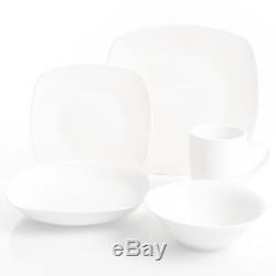 Porcelain Dinnerware Set 30-Piece Square Dinner Plates Dish Service For 6 People