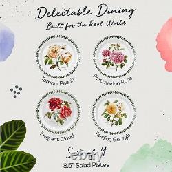 Portmeirion Botanic Roses Salad Plate, Assorted Motif, set of 4