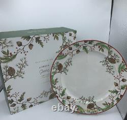 Pottery Barn Forest Gnome Christmas Dinner Plate Set Of 4 Nib