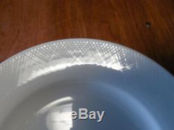 Pottery Barn Japan TEXTURED White Set of 4 Dinner Plates 10 7/8 Criss Cross Rim