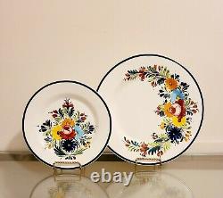 Pottery Barn Nova Deruta Floral Italian Ceramic Dinner & Salad Plates Set of 8