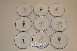 Pottery Barn Reindeer 8 1/2 Dinner / Salad Plates set of ALL 9 includes Rudolph