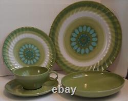 Prolon 7900 MCM Melamine Avacado Green & Aqua Blue 5 PC Set Service For 8 NOS