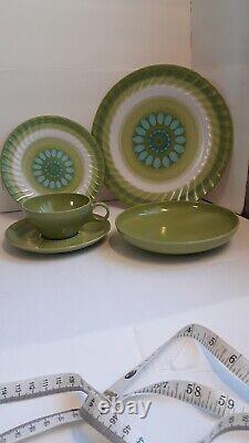 Prolon 7900 MCM Melamine Avacado Green & Aqua Blue 5 PC Set Service For 8 NOS