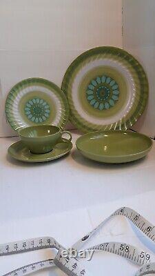 Prolon 7900 MCM Melamine Avacado Green & Aqua Blue 5 PC Set Service For 8 NOS