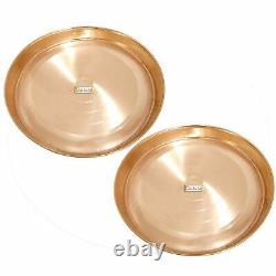 Pure Copper Plain Dinner Thali Plate, Serveware & Dinnerware 12- Set of 4