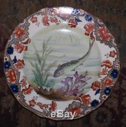 RARE 1830's Copeland & Spode Fish Platter Set w NINE Matching Dinner Plates 9