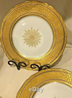 RARE ANTIQUE SET- 6 Porcelain G. Warrin T&V LIMOGES GOLD Gilt 11Plate 1892-1914