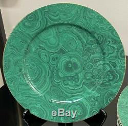RARE NEW Set of 6 Vintage Neiman Marcus Malachite Charger Dinner Plates 12.5