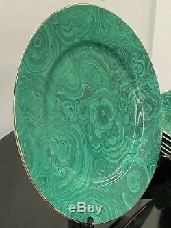 RARE NEW Set of 6 Vintage Neiman Marcus Malachite Charger Dinner Plates 12.5