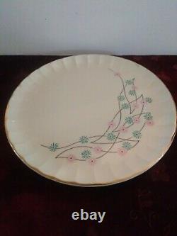 RARE W. S George China Dinner Plates Set of 8 Pink Turqouise Flower Atomic